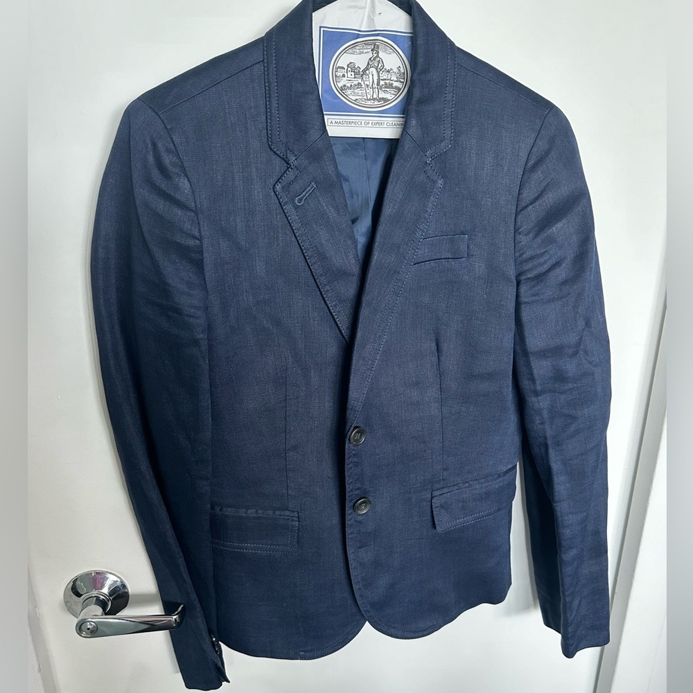 Crew navy linen blazer